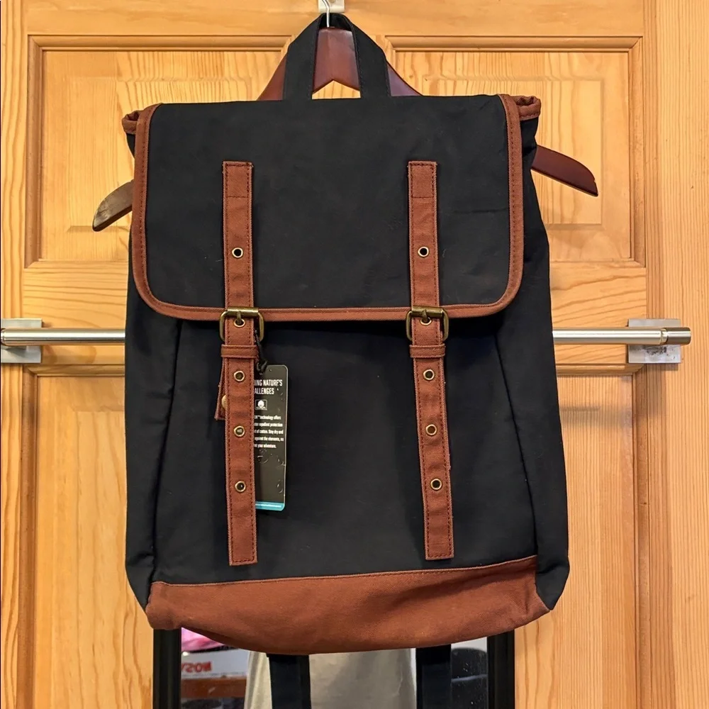 Cotton Storm Canvas Two-Tone Navy and Rust Brown Backpack Unisex